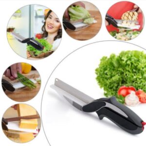 Clever Cutter2 in 1 Knife & Cutting Board Utility Cutter Stainless Steel Ourdoor Smart Vegetable Chops Your Favorite Fruits, Vegetables,  (9NW000124)
