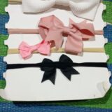 (NW000161) (pack of 5) Hair Bows Headbands / Butterfly Bow Elastic Headband for Baby Girls