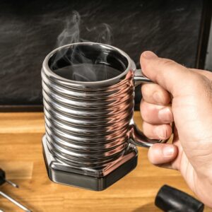 (NW00033) 3D Screw Shape Ceramic Cool Mug Coffee Mugs for Home Office- (Silver)